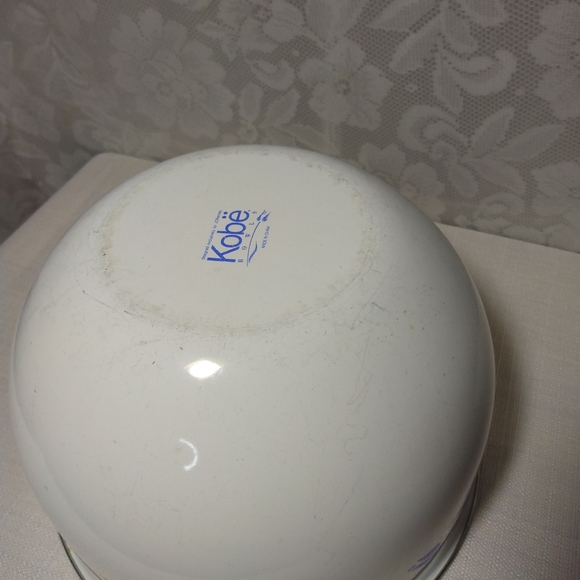 Vintage Kobe Enamelware - Enameled Steel Large Nesting Bowl White & Tulips - Picture 5 of 11